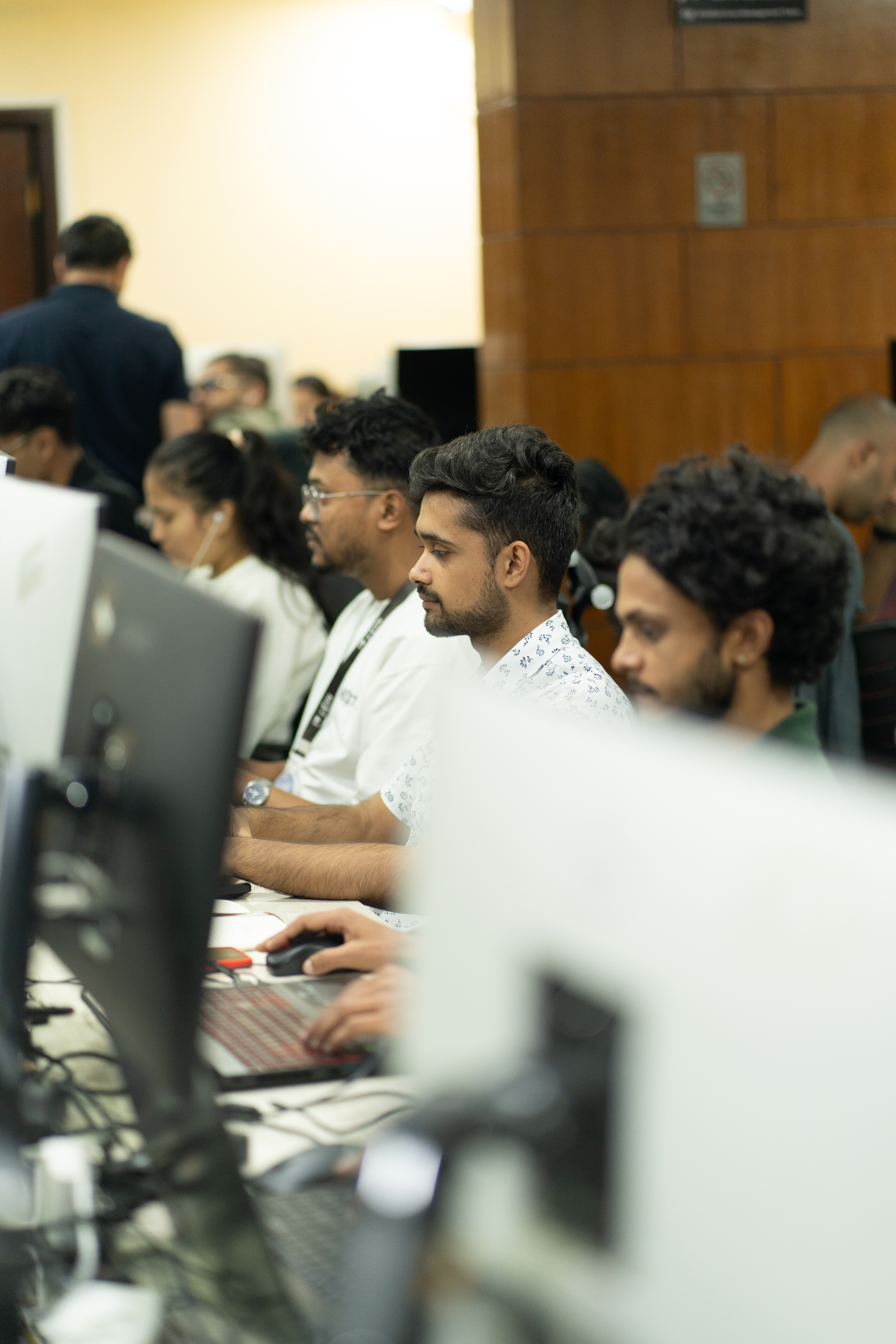 Students discussing in library